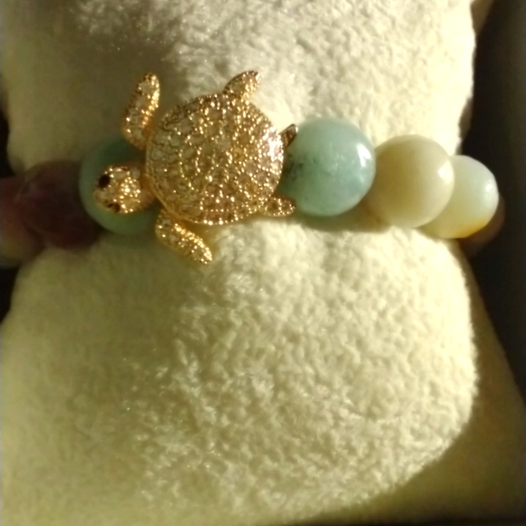 Source Unknown Jewelry - 24Kt Gold Plated CZ Turtle bracelet